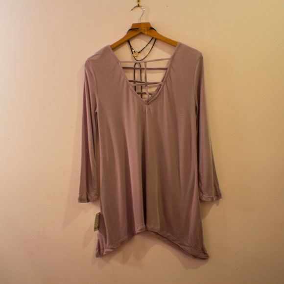 Pale Purple Caged Back Quarter Sleeved Sweater - Picture 5 of 7
